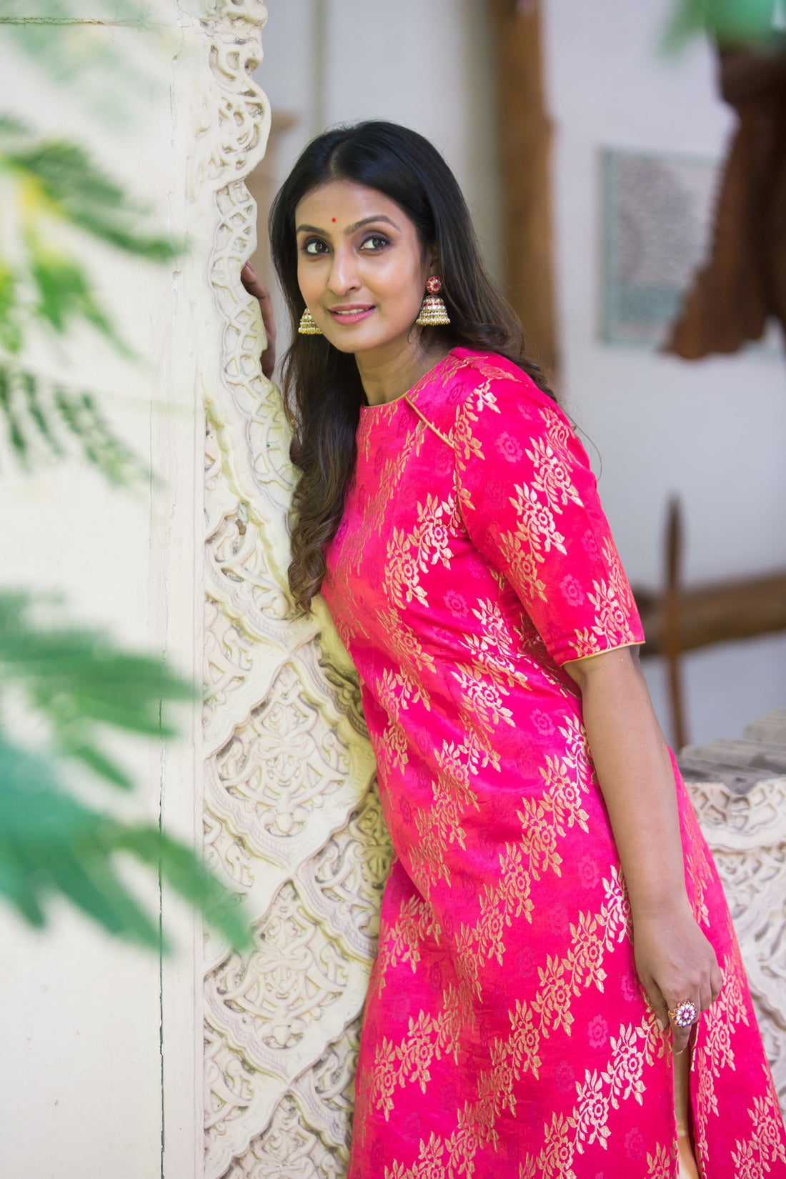 PINK DIAMOND Brocade Maternity Feeding Kurta Top PRICE DROP